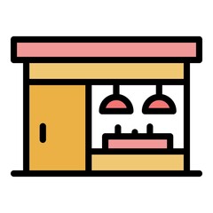 Street coffee shop icon. Outline street coffee shop vector icon color flat isolated