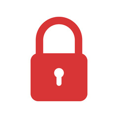 Lock vector icon. Red symbol