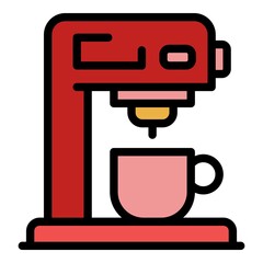 Home coffee machine icon. Outline home coffee machine vector icon color flat isolated