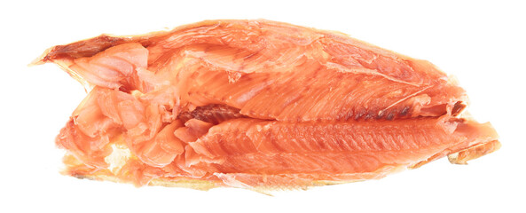 Pieces dried fish  isolated on white background. beer snack