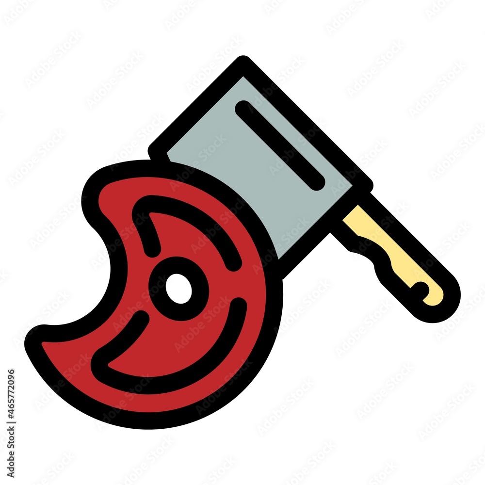 Poster meat slice knife icon. outline meat slice knife vector icon color flat isolated