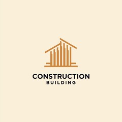 Building construction business logo in brown color. geometric line logo. real estate logo template vector icon design