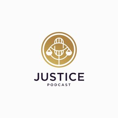 Legal podcast logo concept, for legal events and legal discussions, legal podcast law firm logo design image, podcast consultant in modern style