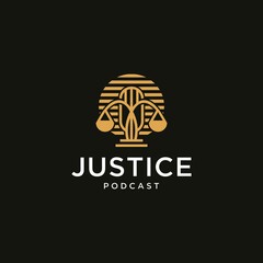 Legal podcast logo concept, for legal events and legal discussions, legal podcast law firm logo design image, podcast consultant in modern style