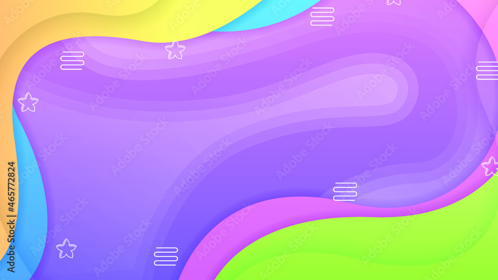 Poster abstract colorful gradient background with color geometric figures. different shapes and white line 