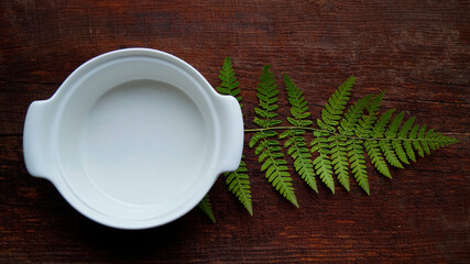 plate on wooden table