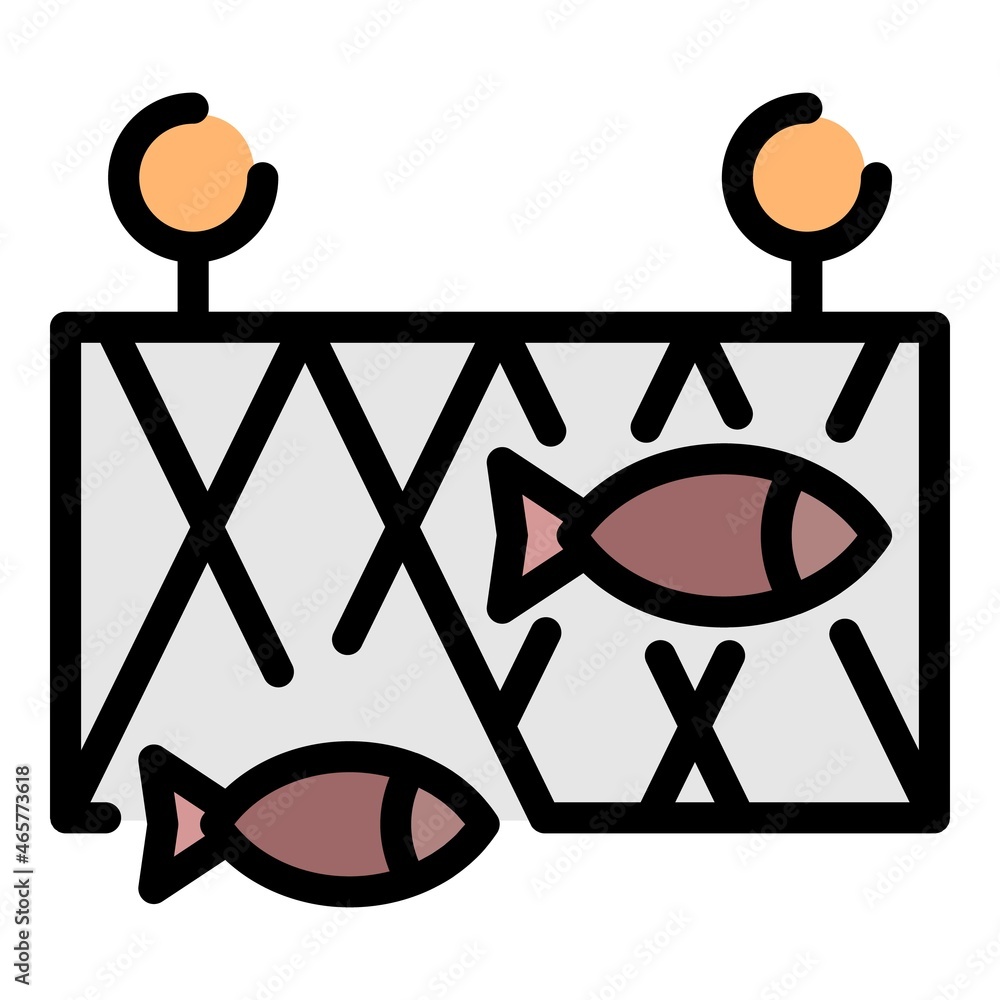 Aufkleber fish farm net icon. outline fish farm net vector icon color flat isolated