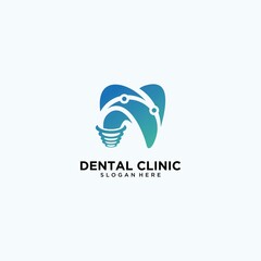 Set of dental clinic logo design concept, dental implant logo, modern dental care logo template