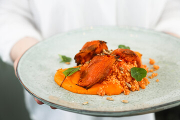 Roasted sweet potato with seeds