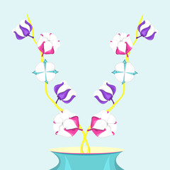 Multicolored cotton bolls. flat vector illustration.