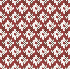 編み物・ニットパターン赤（シームレス）