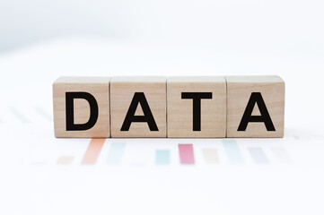 DATA word written on wooden cubes with copy space
