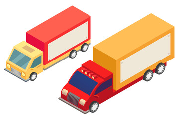 Isometric delivery car illustration. Cargo delivery shipping van 3D rendering. 