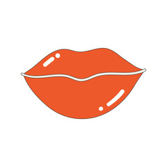 An icon of glamorous lips with glitter. Nostalgia for the 2000 years. Y2k style. Simple flat linear vector illustration isolated on a white background.