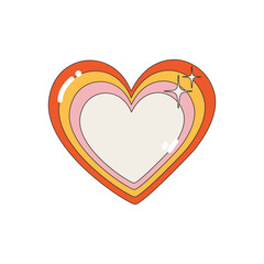 Heart icon with glare. Nostalgia for the 2000 years. Y2k style. Simple flat linear vector illustration isolated on a white background.