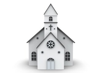 Church isolated on a white background 3d-rendering