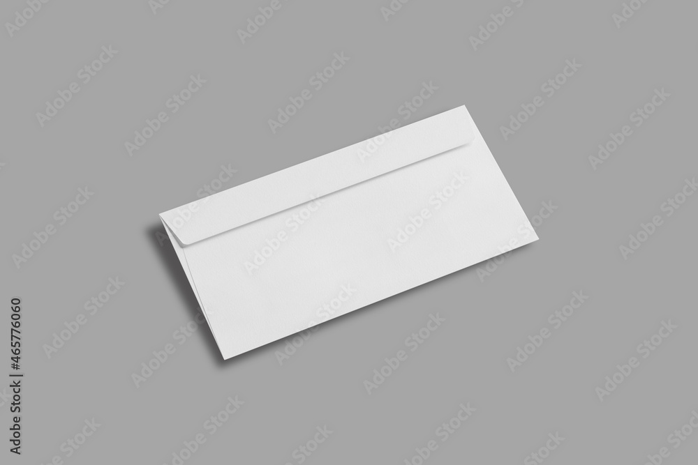 Poster empty blank white envelope mock up isolated on grey background.3d rendering.
