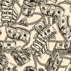 Obraz premium Vintage money seamless pattern