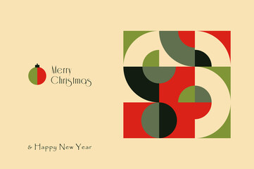 Abstract Merry Christmas poster. And Happy New Year. Modern abstract geometrical illustration. Design for card, poster, banner, label, print.