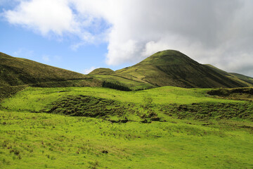 Typical landscape of the island of Sao Jorge, Azores