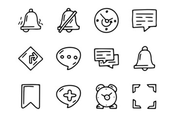 Notification line vector doodle simple icon set