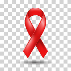 Realistic 3D Red Ribbon for World Aids Awareness Day on December.