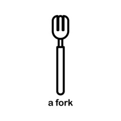 Cutlery fork line flat icon, isolated kitchen utensils and flatware vector illustration