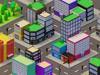 City illustration in 3d design