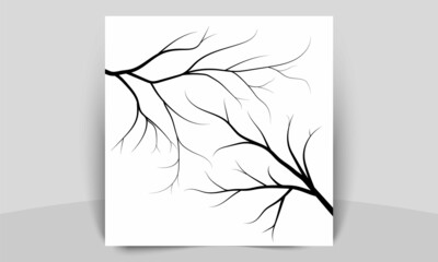 vector black silhouette of a bare tree Download, Line Art, 
