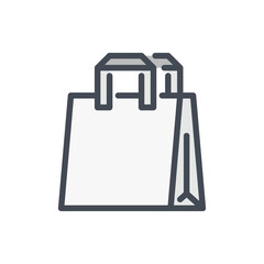 Shopping delivery bag with handles color line icon. Grocery bag vector outline colorful sign.
