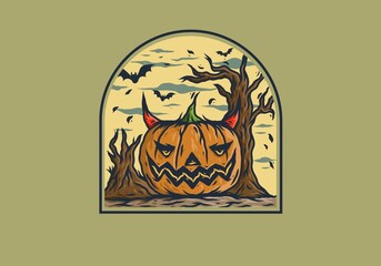 Pumpkin halloween head illustration drawing