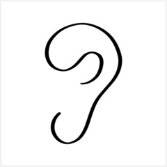 Doodle part face of people isolated on white. Ear hand drawn line art. Sketch vector stock illustration. EPS 10