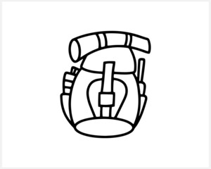 Doodle tourizm backpack clip art isolated. Sketch adventure. Hand drawn vector stock illustration. EPS 10