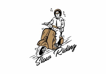 Brown slow riding scooter illustration drawing