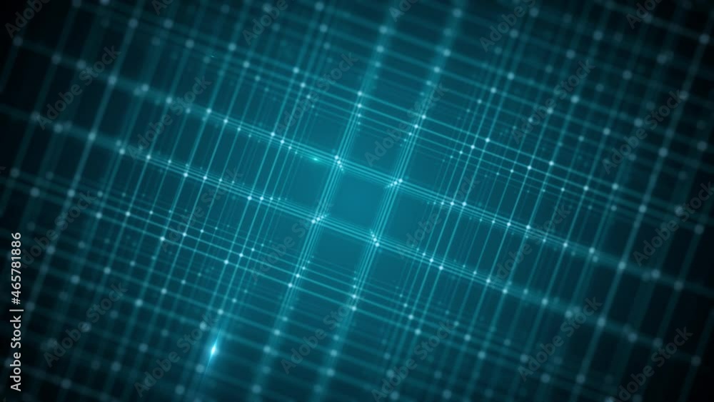 Poster Abstract Technology Background With Grid Data Zooming In Loop/ 4k animation of an abstract minimal technology background with data grid and lines and outlined cube zooming in seamless looping