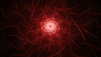 Surreal fractal abstract image of red lines energy with swirl 4k