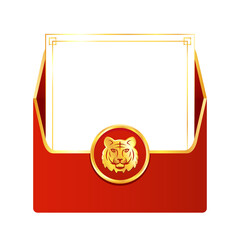 Chinese reward. Red paper pack. Envelope vector. Year of the Tiger. Red pack. zodiac. free space for text. blank paper.