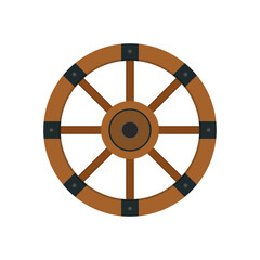 Obraz premium Wood wheel vector. Wood wheel on white background.
