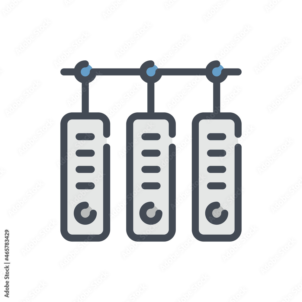  server and database color line icon. datacenter hardware vector outline colorful sign.