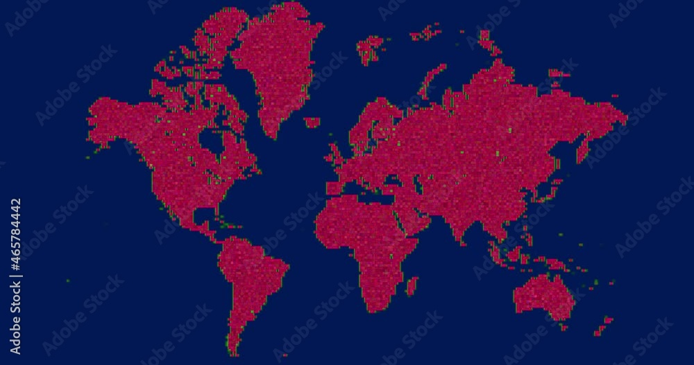 Poster world map with noise digital effect. earth map with technology noise