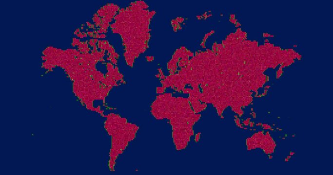 World Map with noise digital effect. Earth map with technology noise