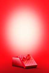 Gifts box on a vibrant background with blank space. Copy space, add text. Christmas ,New Year, Birthday, Valentines day concept