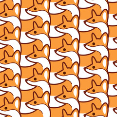 Simple seamless trendy animal pattern with fox head. Flat vector illustration.