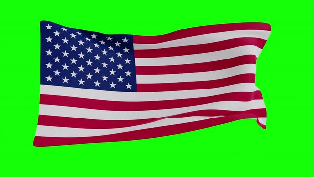 USA flag waving in the wind (greenscreen + black background + luma matte transparent) 