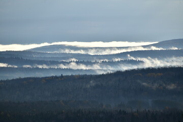 A fog on an autumn morning, Sainte-Apolline, Québec, Canada