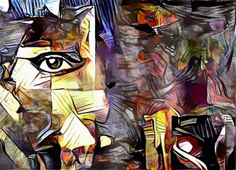 Eye in abstract scene