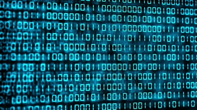 Technical environment programming, binary code in the future. Modern technology hex code concept. 3D render of a digital abstract background. Cryptocurrency and bitcoin concept