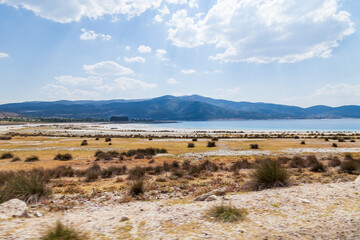 Lake salda, turkey. A popular place for recreation and tourism. White sand and blue water. Natural background