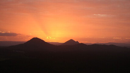 Glass House Mountains, Sunshine coast, Queensland, Australia, Mount Beerwah, Mount Tibrogargan,...