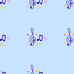 Abstract music notes seamless pattern background. musical illustration melody decoration